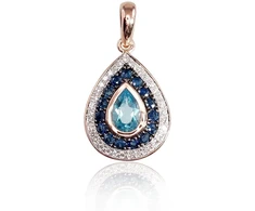 Diamond Sky Jewelry Auksinis pakabukas su deimantais, topazais ir safyrais „Royal“
