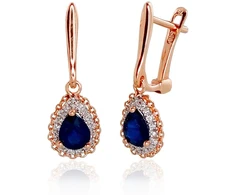 Diamond Sky Jewelry Raudono aukso 585 prabos auskarai su deimantais ir safyrais „Renaissance III“