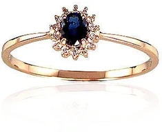 Diamond Sky Jewelry Raudono aukso 585 prabos žiedas su deimantais ir safyrais „Ferro VI“