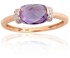 Diamond Sky Jewelry Auksinis žiedas su deimantais ir ametistais „Žvaigždžių Šnabždesys“
