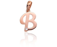 Diamond Sky Jewelry Raudono aukso 585 prabos raidės pakabukas su cirkoniais „B IV“