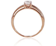 Diamond Sky Jewelry Raudono aukso 585 prabos žiedas su cirkoniais „Klasika Gold IV“