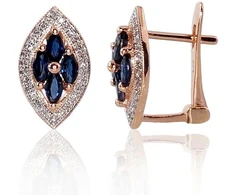 Diamond Sky Jewelry Auksiniai auskarai su deimantais ir safyrais „Aleksandrija V“