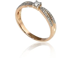 Diamond Sky Jewelry Raudono aukso 585 prabos žiedas su deimantais „Joanna IX“