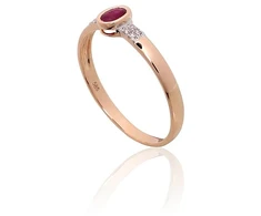 Diamond Sky Jewelry Raudono aukso 585 prabos žiedas su deimantais ir rubinais „Grakštumas XI“
