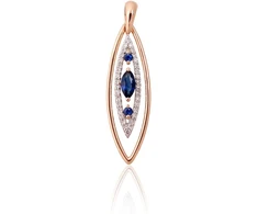 Diamond Sky Jewelry Raudono aukso 585 prabos pakabukas su deimantais ir safyrais „Princesės Ašara V“