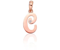 Diamond Sky Jewelry Raudono aukso 585 prabos raidės pakabukas su cirkoniais „C IV“