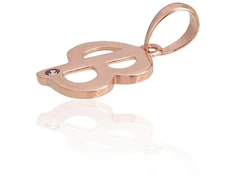 Diamond Sky Jewelry Raudono aukso 585 prabos raidės pakabukas su cirkoniais „B IV“