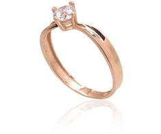Diamond Sky Jewelry Raudono aukso 585 prabos žiedas su cirkoniais „Naujoji Klasika XI“