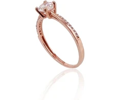 Diamond Sky Jewelry Raudono aukso 585 prabos žiedas su cirkoniais „Klasika Gold IX“