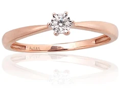Diamond Sky Jewelry Raudono aukso 585 prabos žiedas su deimantais „Solitaras“