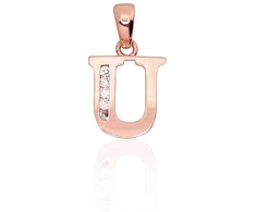 Diamond Sky Jewelry Auksinis raidės pakabukas su cirkoniais „U III“