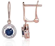Diamond Sky Jewelry Auksiniai auskarai su deimantais ir safyrais „Širdys ir Strėlės IX“