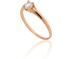Diamond Sky Jewelry Raudono aukso 585 prabos žiedas su cirkoniais „Klasika Gold XII“