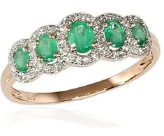 Diamond Sky Jewelry Raudono aukso 585 prabos žiedas su deimantais ir smaragdais „Jenny IV“