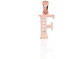 Diamond Sky Jewelry Raudono aukso 585 prabos raidės pakabukas su cirkoniais „F III“