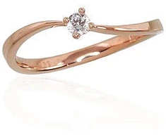 Diamond Sky Jewelry Raudono aukso 585 prabos žiedas su deimantais „Kometa II“