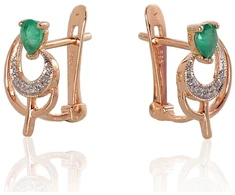 Diamond Sky Jewelry Auksiniai auskarai su deimantais ir smaragdais „Groteks V“
