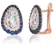 Diamond Sky Jewelry Auksiniai auskarai su deimantais, topazais ir safyrais „Charlotte II“
