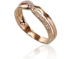Diamond Sky Jewelry Raudono aukso 585 prabos žiedas su deimantais „Joanna V“