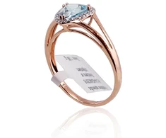 Diamond Sky Jewelry Raudono aukso 585 prabos žiedas su deimantais ir topazais „Princess IV“