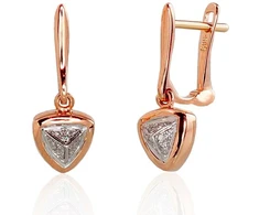 Diamond Sky Jewelry Raudono aukso 585 prabos auskarai su deimantais „Alana“
