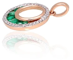 Diamond Sky Jewelry Auksinis pakabukas su deimantais ir smaragdais „Atėnė“