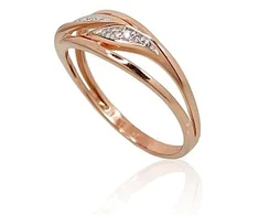 Diamond Sky Jewelry Raudono aukso 585 prabos žiedas su deimantais „Arianna“