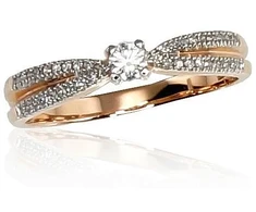 Diamond Sky Jewelry Raudono aukso 585 prabos žiedas su deimantais „Joanna IX“