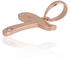 Diamond Sky Jewelry Raudono aukso 585 prabos raidės pakabukas su cirkoniais „T IV“