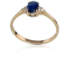 Diamond Sky Jewelry Raudono aukso 585 prabos žiedas su deimantais ir safyrais „Grakštumas VIII“