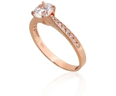 Diamond Sky Jewelry Raudono aukso 585 prabos žiedas su cirkoniais „Juno Gold“