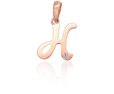 Diamond Sky Jewelry Raudono aukso 585 prabos raidės pakabukas su cirkoniais „H IV“