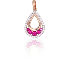 Diamond Sky Jewelry Raudono aukso 585 prabos pakabukas su deimantais ir rubinais „Atėnė V“