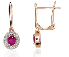 Diamond Sky Jewelry Auksiniai auskarai su deimantais ir rubinais „Sofia V“