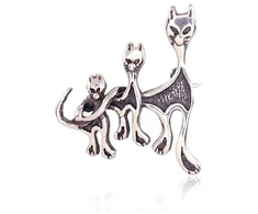 Diamond Sky Jewelry Sidabrinė sagė „Feline Trio“