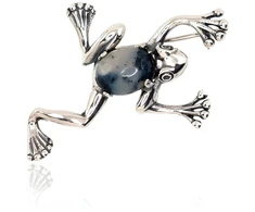 Diamond Sky Jewelry Sidabrinė sagė su agatu „Frog“