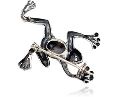 Diamond Sky Jewelry Sidabrinė sagė su agatu „Frog“