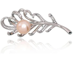Diamond Sky Jewelry Sidabrinė sagė su cirkoniais ir perlais „Tender Breeze“