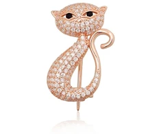 Diamond Sky Jewelry Sidabrinė sagė su cirkoniais „Midnight Feline II“
