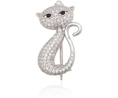 Diamond Sky Jewelry Sidabrinė sagė su cirkoniais „Midnight Feline“
