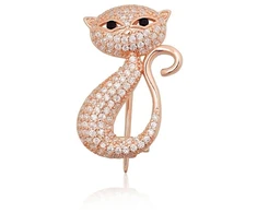 Diamond Sky Jewelry Sidabrinė sagė su cirkoniais „Midnight Feline II“