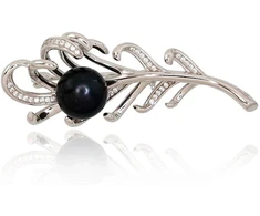 Diamond Sky Jewelry Sidabrinė sagė su cirkoniais ir perlais „Tender Breeze II“
