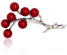 Diamond Sky Jewelry Sidabrinė sagė su perlais „Frost Berry“