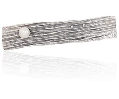 Diamond Sky Jewelry Sidabrinė sagė su perlais „Bark Weave“