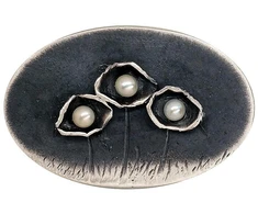 Diamond Sky Jewelry Sidabrinė sagė su perlais „Shadow Garden“