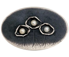 Diamond Sky Jewelry Sidabrinė sagė su perlais „Shadow Garden“