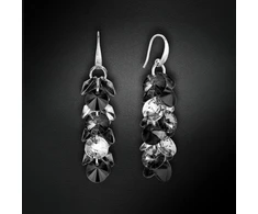 Diamond Sky Jewelry Sidabriniai auskarai „Flamenco (Sidabrinis Night / Jet)“ su Swarovski® kristalais