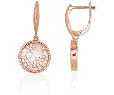 Diamond Sky Jewelry Sidabriniai auskarai su cirkoniais ir perlamutru „Moonlit Cluster“