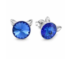 Diamond Sky Jewelry Sidabriniai auskarai „Cat (Sapphire)“ su Swarovski® kristalais